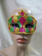 Pink Gold Diamond Glitter Eye Mask Masquerade Ball Venetian Harlequin Ma... - $187.53 MXN