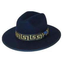 Men Bruno Capelo Hat Australian Wool Pinch Front Fedora Wesley WE974 Navy Gold image 4