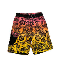 Maui &amp; Sons Boardshorts Pink Yellow Sunset Ombre Black Flowers Mens 30 - $20.32