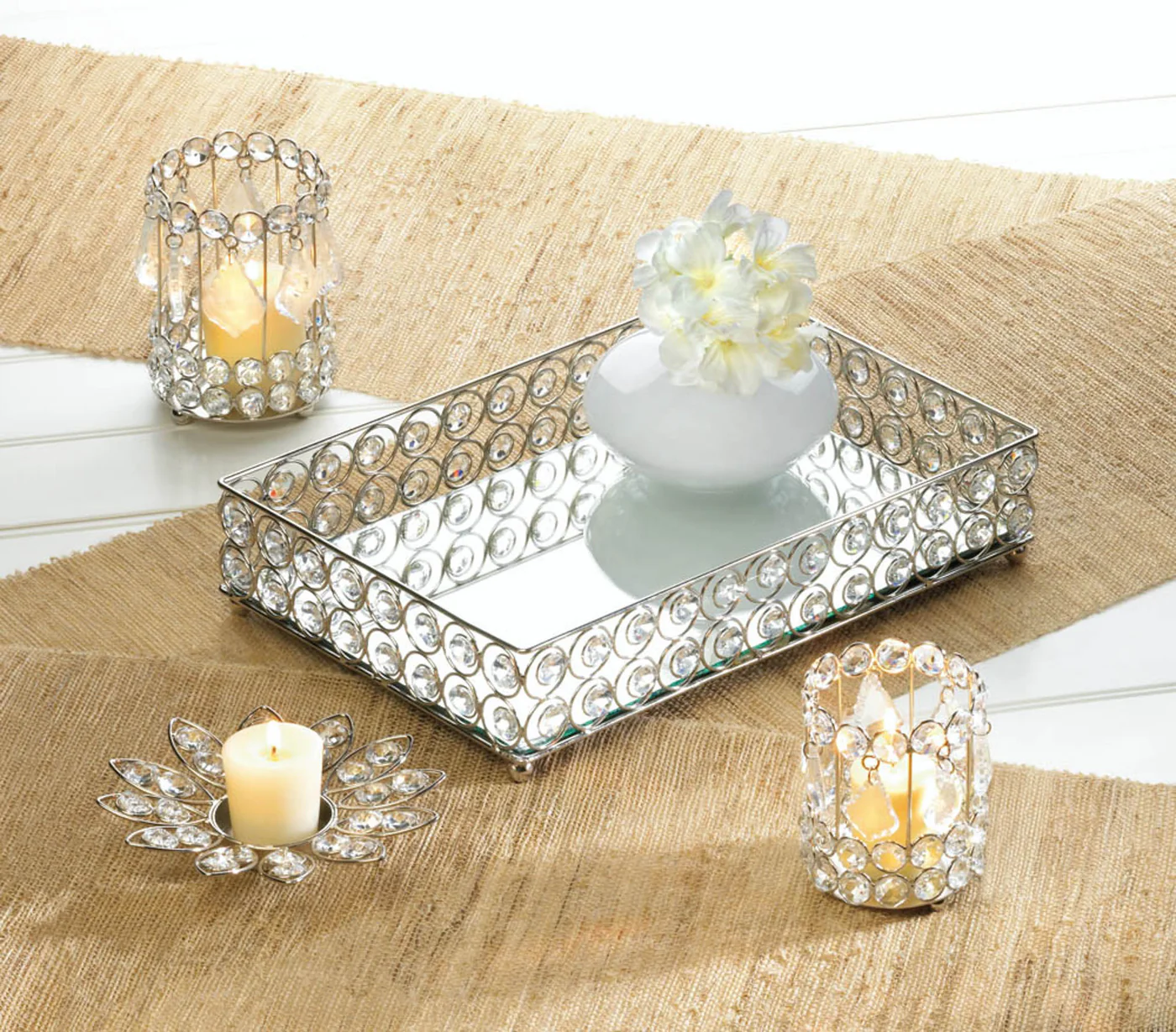 SHIMMER RECTANGULAR JEWELED TRAY - $514.29 MXN