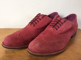 Cole Haan Red Suede Crepe Sole Lace Up Oxford Wingtip Casual Dress Shoes... - £98.77 GBP