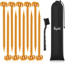 Tent Stakes 10 Piece Pack Spiral Anchor Stakes With Brush And Bag, On The Beach - £33.51 GBP