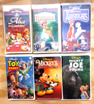 (6) Disney VHS - Bambi, Toy Story, Aristocats, Mickey, Alice Wonderland, More! - £14.35 GBP