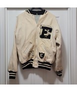 VTG 1971 Cross Country Varsity Letterman Jacket Off White Wool Leather M... - €158,16 EUR