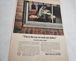 Republic Steel Way We Wash Our Clothes Vintage Print Ad Woman Wringer Wa... - $8.98