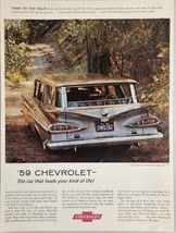 1959 Print Ad '59 Chevrolet Nomad Station Wagon Chevy on Country Road - $22.44