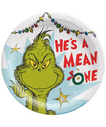 Grinch He&#39;s A Mean One 10.5 inch 8 Ct Dinner Lunch Paper Plates - £5.88 GBP
