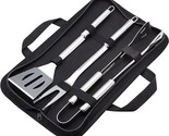 4piece grilling tool set Stainless Steel Barbeque with Carry Bag outdoor... - $23.73