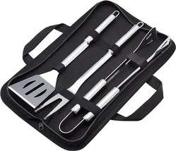 4piece grilling tool set Stainless Steel Barbeque with Carry Bag outdoor cooking - £18.55 GBP