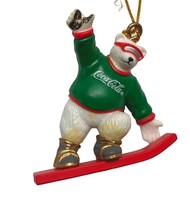 Coca Cola Christmas Tree Ornament Polar Bear Snowboarding 1.75 Inch Tall... - £12.54 GBP