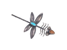 30&#39;s-40&#39;s Navajo silver turquoise dragonfly pin - £147.33 GBP