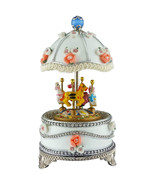 Carousel Faberge Egg Music Box Plays Swan Lake with Flowers &amp; Silver Accent - $1,482.34 MXN