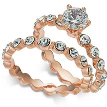 NEW with tags Charter Club Rose Gold-Tone 2-Pc. Set Crystal Rings in Gift Box - $19.99