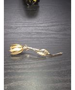 1950s Vintage Long Stem Rose Gold Tone Brooch Pin - $329.66 MXN