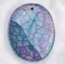 Purple Dragonfly Wing Vein Pendant Stone Rock Cut Polished Drilled Oval Blue - $15.94