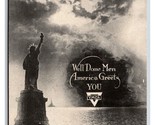 Statue of Liberty YMCA WWII Victory New York City NY NYC B&amp;W Chrome Post... - £5.49 GBP
