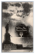 Statue Of Liberty Ymca Wwii Victory New York City Ny Nyc B&amp;W Chrome Postcard W9 - $6.88