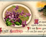 Vintage 1913 John Winsch Postcard - Hearty Greetings - Gilded &amp; Embossed - £4.23 GBP