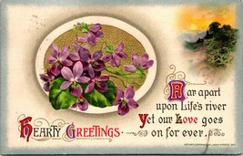 Vintage 1913 John Winsch Postcard - Hearty Greetings - Gilded &amp; Embossed - £4.17 GBP