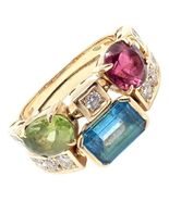Bulgari Bulgari Allegra 18k Gold Diamond Peridot Tourmaline Band Ring - $109,513.36 MXN