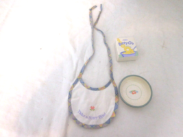 American Girl Bitty Baby&#39;s Lunch Fun Set 2003 Bowl and Cereal + Bib from... - £15.56 GBP