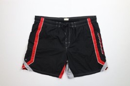 Vintage Speedo Mens 2XL Spell Out Striped Lined Shorts Swim Trunks Black... - £15.43 GBP