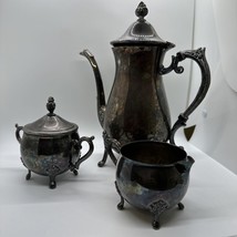 Vintage LEONARD Silver Plated teapot, Creamer Cup, Sugar Bowl - $29.70