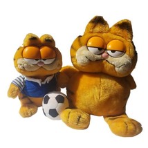 Dakin 16” Seated &amp; 9&quot; Soccer GARFIELD Fat Orange  Stuffed Tabby Cat Animal Plush - £21.20 GBP