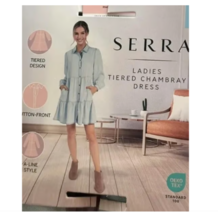 Serra Light Wash Chambray Tiered Look Lightweight Button Front Dress NWT L - $24.75