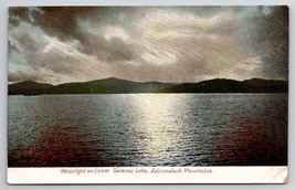 Moonlight On Lower Saranac Lake Adirondack Mtns 1911 To Hinsdale MA Postcard W30 - £5.54 GBP