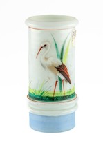 Smith Bros. Hand Painted Glass Stork Vase 1885 - £93.22 GBP