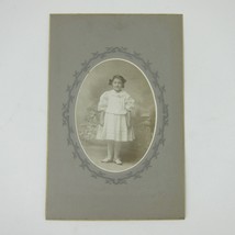Cabinet Card Photograph Girl White Dress Stands Garver Greenville Ohio Antique - £7.80 GBP
