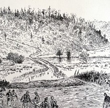 Retreat Across Rappahannock River Valley 1882 Victorian Military Art DWAA8 - £15.62 GBP