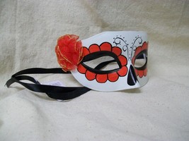 Mexican Day of Dead Costume Mask w/ Rose Masquerade Venetian Dia De Los Muertos - £10.96 GBP