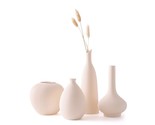Beige White Ceramic Rustic Vase Set - 4 For Flowers Pampas Grass, Booksh... - £43.44 GBP