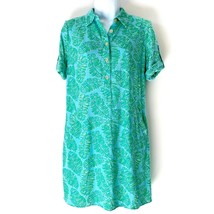 Lilly Pulitzer Shift Dress Tropical Palm Leaf Print Green Blue Size 0 - £46.93 GBP