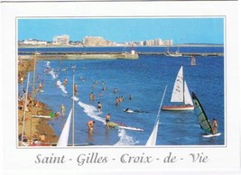 France Postcard Saint Filles Croix de Vie Sailboats Bathers - £1.69 GBP