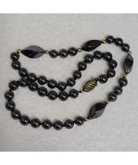 Beautiful Vintage Gold Tone Hematite Stone Bead Necklace 20 Inches - $37.84