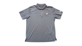 Adidas PureMotion Men&#39;s XL Gray Polyester Polo Golf Shirt With Flag Logo - $14.25