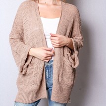 Tan Open Front Cardigan with Pockets Medium - $28.71