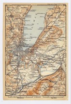 1930 Original Vintage Map Of Vicinity Of Geneva / Switzerland - £16.86 GBP