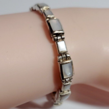 All Solid Sterling 925 Silver White Mother of Pearl Bracelet 16.9 Grams - £35.50 GBP