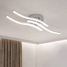 Contemporary Light Fixtures Ceiling Flush Mount Modern Led Silver Bedroom Metal - £42.48 GBP