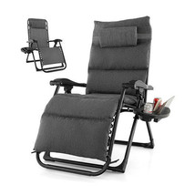 Adjustable Metal Zero Gravity Lounge Chair with Removable Cushion and Cu... - £135.16 GBP