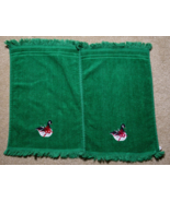 Christmas Hand Towels Green Goose Fringe 18x11 inch R.A. Briggs Set of 2 - £10.13 GBP