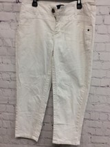 Blue Epic White Cropped straight leg zip front Jeans Pants  6 - $108.76 MXN