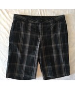 Firefly Men&#39;s Black Gray Plaid Flat Front Casual Walking Shorts Size 32 - $7.92