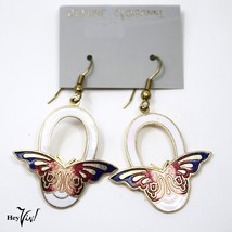 Vintage 1980s Butterfly Cloisonné Earrings on Card New/Old Store Stock -... - £12.55 GBP