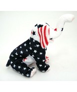 Beanie Babies Righty 2000 Elephant Raised Trunk Red White Blue Stars Stripes - $5.63