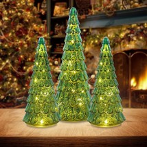 Christmas Decorations for The Home 3 pcs Sparkling Glass Christmas Tree ... - £86.54 GBP